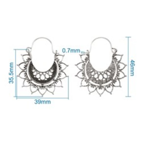 2/$10 Big Sexy Antique Silver Filigree Boho Dangle Drop gypsy Tribal Earring - Picture 6 of 6